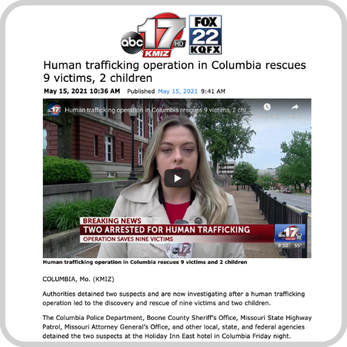 ABC17 News – Human trafficking operation in Columbia rescues 9 victims, 2 children