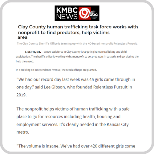 KMBC – Clay County Human Trafficking Task Force Works With Nonprofit To Find Predators, Help Victims